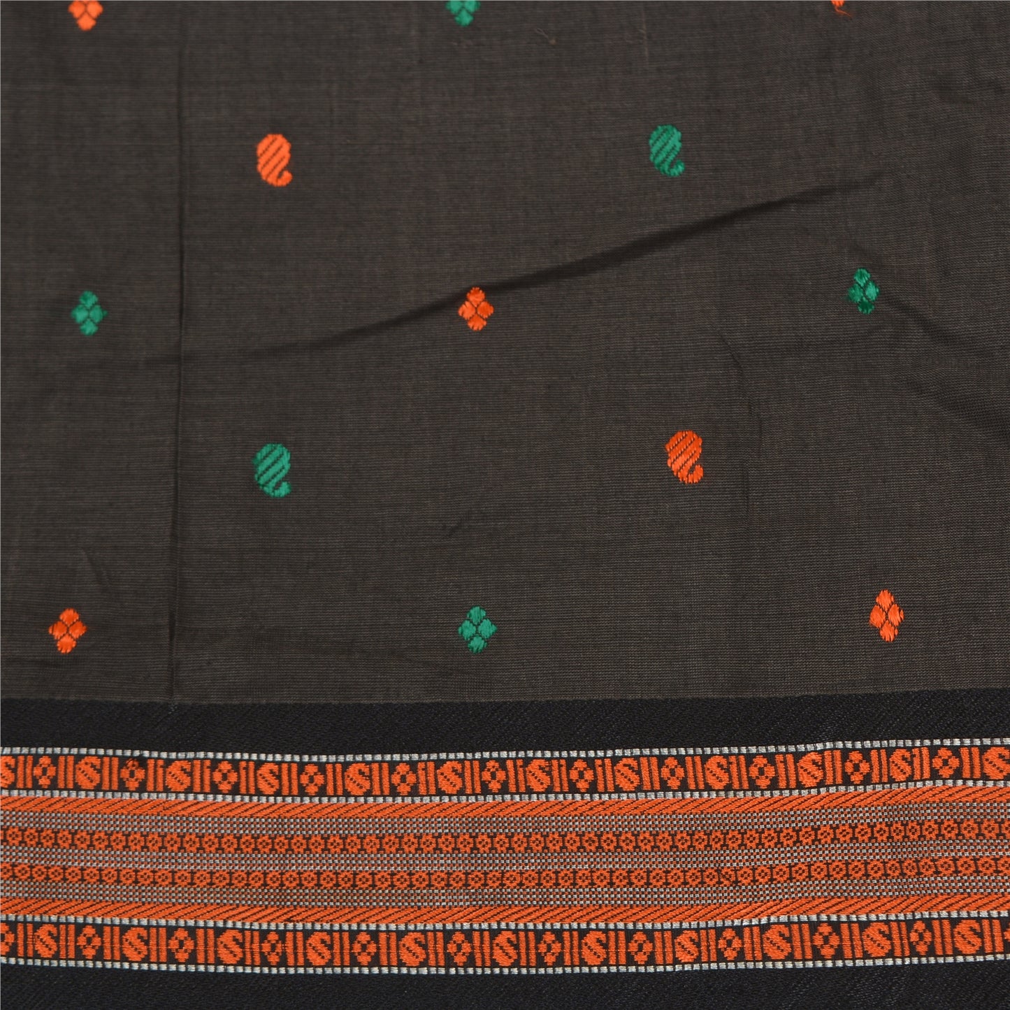 Sanskriti Vintage Black Indian Sarees Cotton Silk Woven Premium Sari Sustainable Fabric