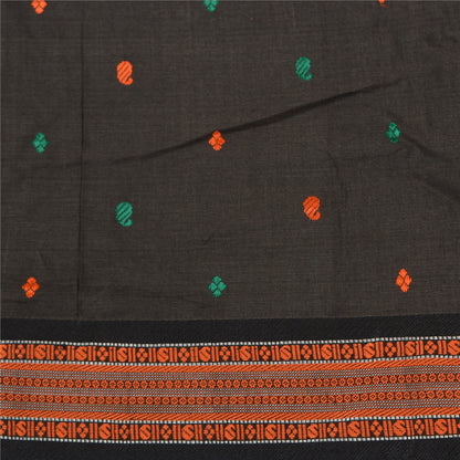 Sanskriti Vintage Black Indian Sarees Cotton Silk Woven Premium Sari Sustainable Fabric