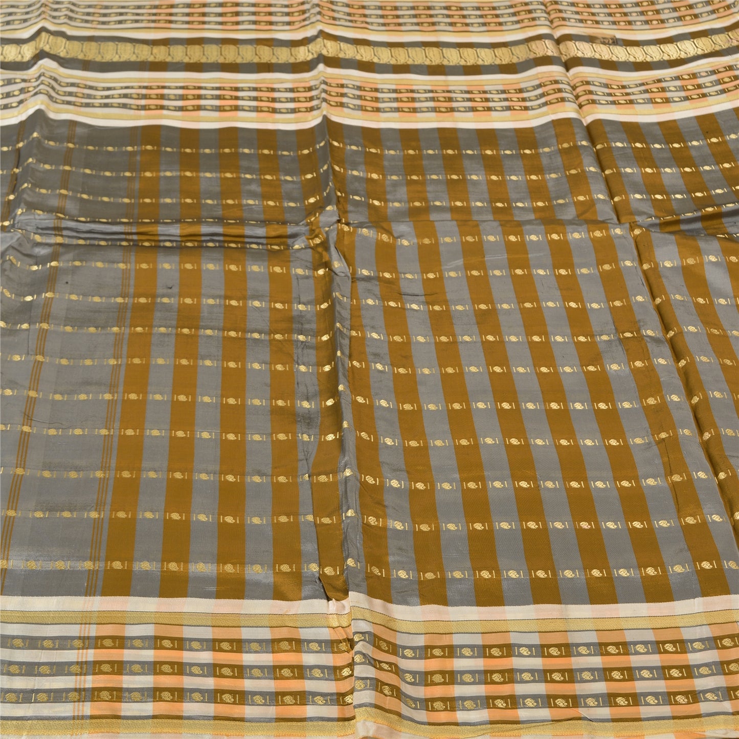 Sanskriti Vintage Grey Indian Sarees 100% Pure Silk Woven Premium Sari Sustainable Fabric