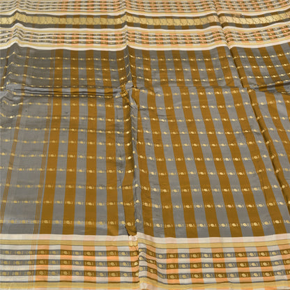 Sanskriti Vintage Grey Indian Sarees 100% Pure Silk Woven Premium Sari Sustainable Fabric