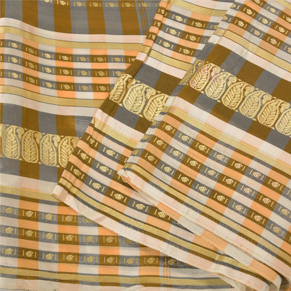 Sanskriti Vintage Grey Indian Sarees 100% Pure Silk Woven Premium Sari Sustainable Fabric