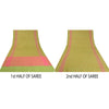 Sanskriti Vintage Pink/Green Sarees 100% Pure Silk Woven Premium Sari Sustainable Fabric