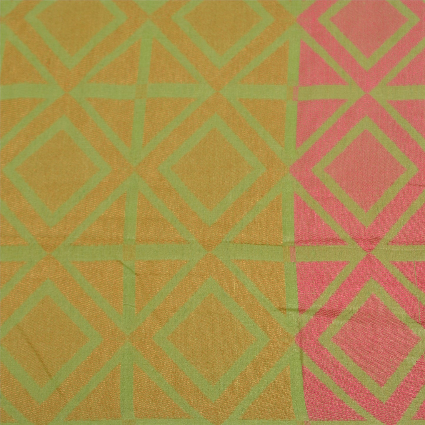 Sanskriti Vintage Pink/Green Sarees 100% Pure Silk Woven Premium Sari Sustainable Fabric