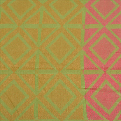 Sanskriti Vintage Pink/Green Sarees 100% Pure Silk Woven Premium Sari Sustainable Fabric
