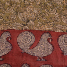 Load image into Gallery viewer, Sanskriti Vintage Green/Red Sarees Cotton Silk Kalamkari Block Print Sari Fabric
