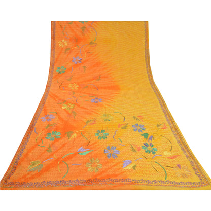 Sanskriti Vintage Saffron Bollywood Sarees Pure Georgette Handmade Sari Sustainable Fabric