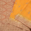Sanskriti Vintage Yellow Indian Sarees 100% Pure Silk Woven Sari 5 YD Sustainable Fabric