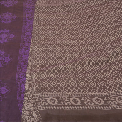 Sanskriti Vintage Purple/Brown Sarees Blend Silk Printed Premium Sari Sustainable Fabric