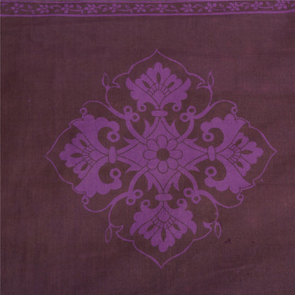 Sanskriti Vintage Purple/Brown Sarees Blend Silk Printed Premium Sari Sustainable Fabric