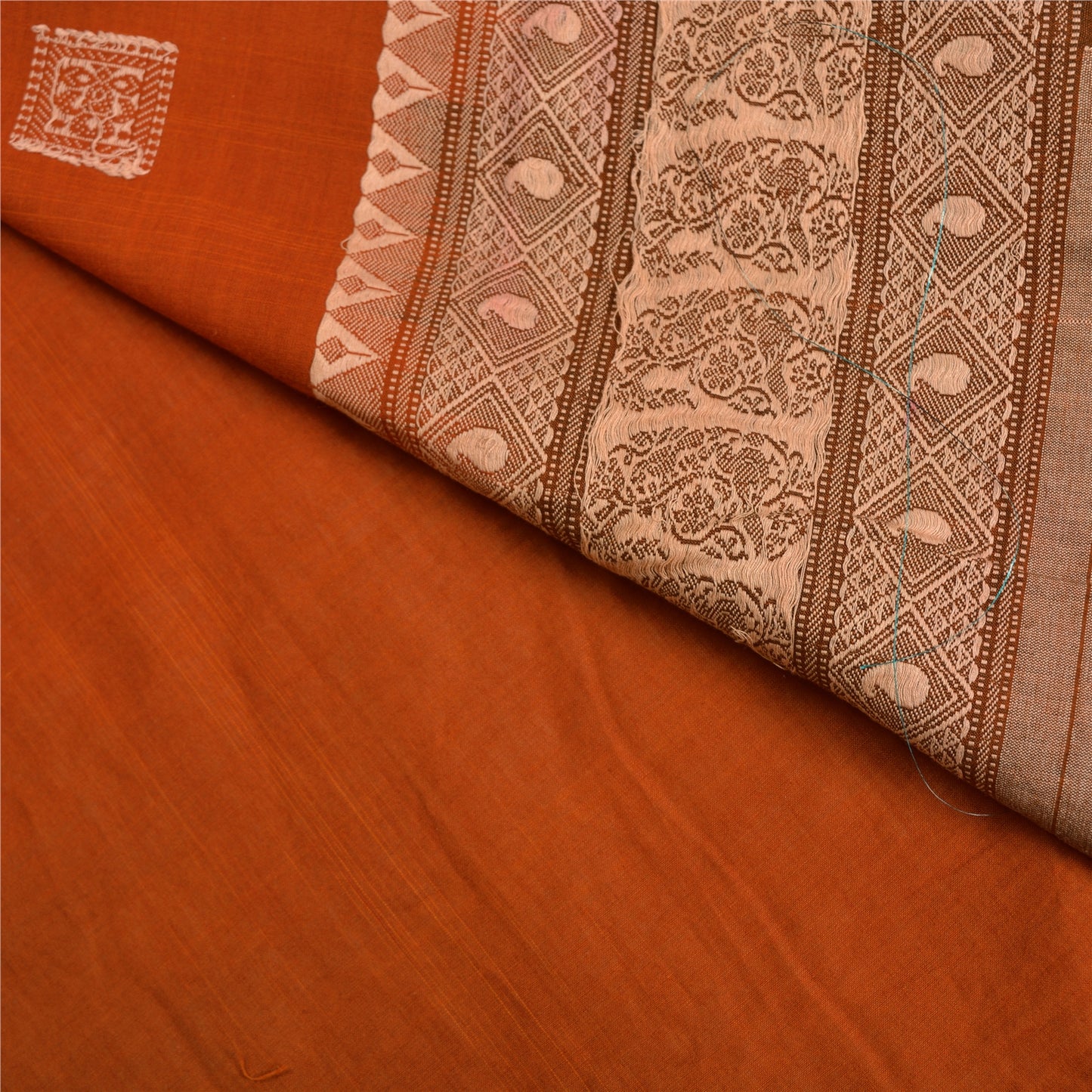 Sanskriti Vintage Orange/Brown Sarees 100% Pure Cotton Woven Premium Sari Sustainable Fabric