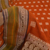 Sanskriti Vintage Orange/Brown Sarees 100% Pure Cotton Woven Premium Sari Sustainable Fabric