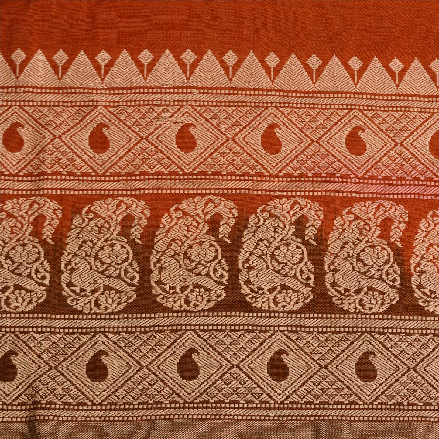 Sanskriti Vintage Orange/Brown Sarees 100% Pure Cotton Woven Premium Sari Sustainable Fabric