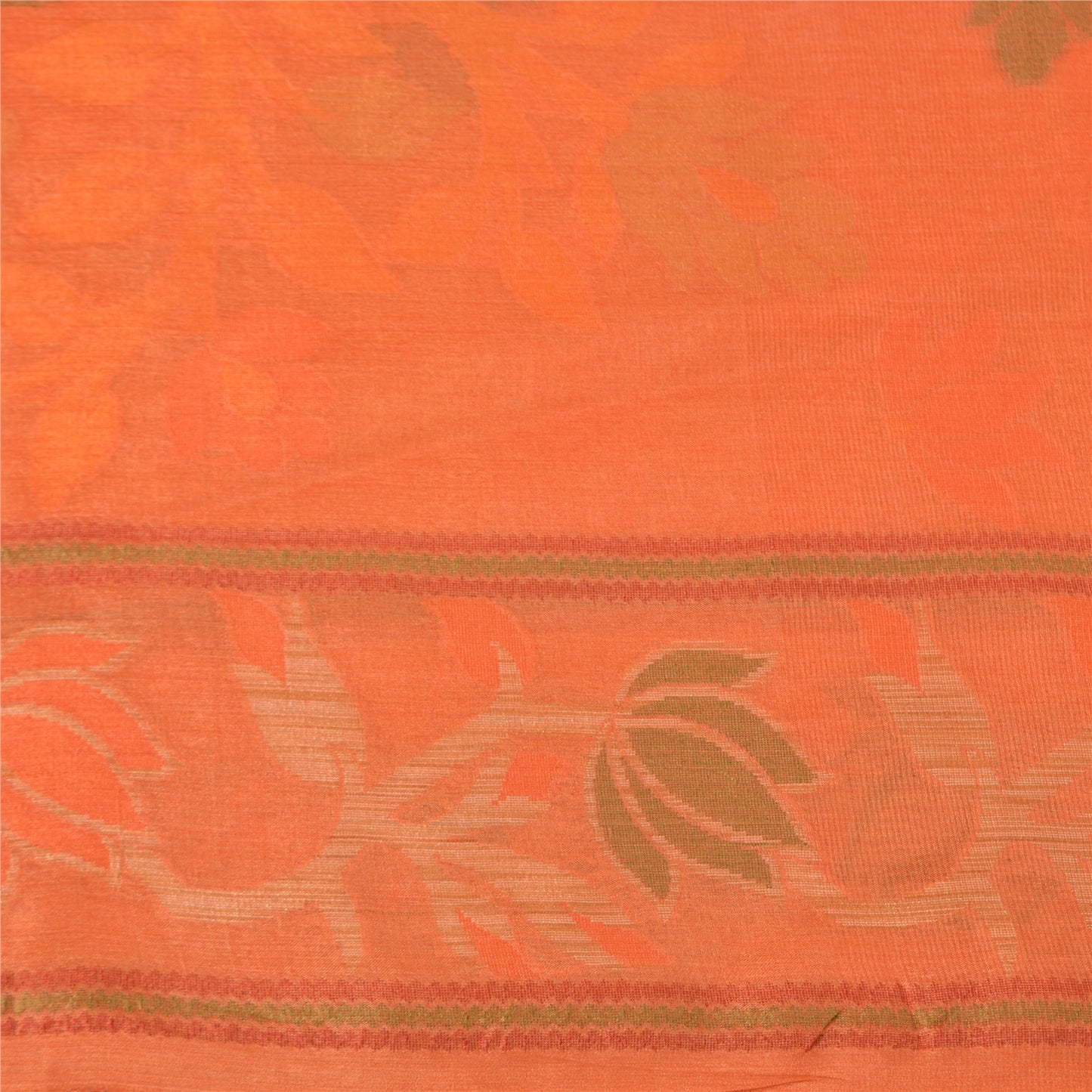 Санскритские винтажные шафрановые индийские сари 100% чистый шелк тканое сари 5 ярдов устойчивая ткань