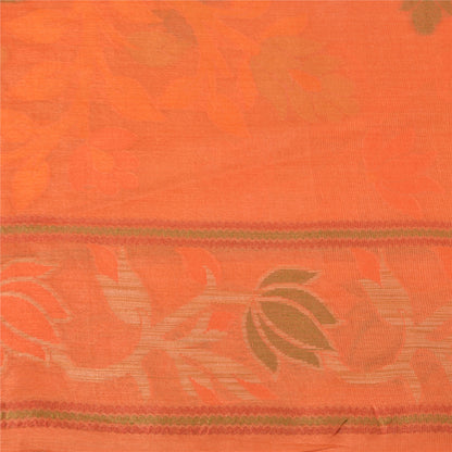 Санскритские винтажные шафрановые индийские сари 100% чистый шелк тканое сари 5 ярдов устойчивая ткань