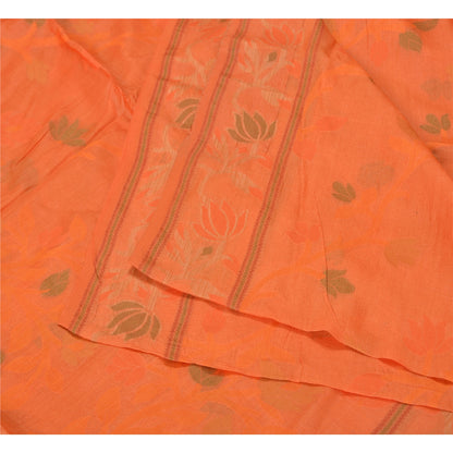 Санскритские винтажные шафрановые индийские сари 100% чистый шелк тканое сари 5 ярдов устойчивая ткань