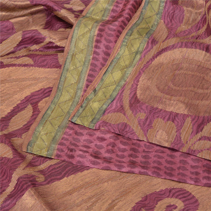 Sanskriti Vintage Purple Indian Sarees 100% Pure Silk Woven Sari 5 YD Sustainable Fabric