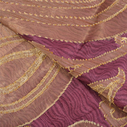 Sanskriti Vintage Purple Indian Sarees 100% Pure Silk Woven Sari 5 YD Sustainable Fabric