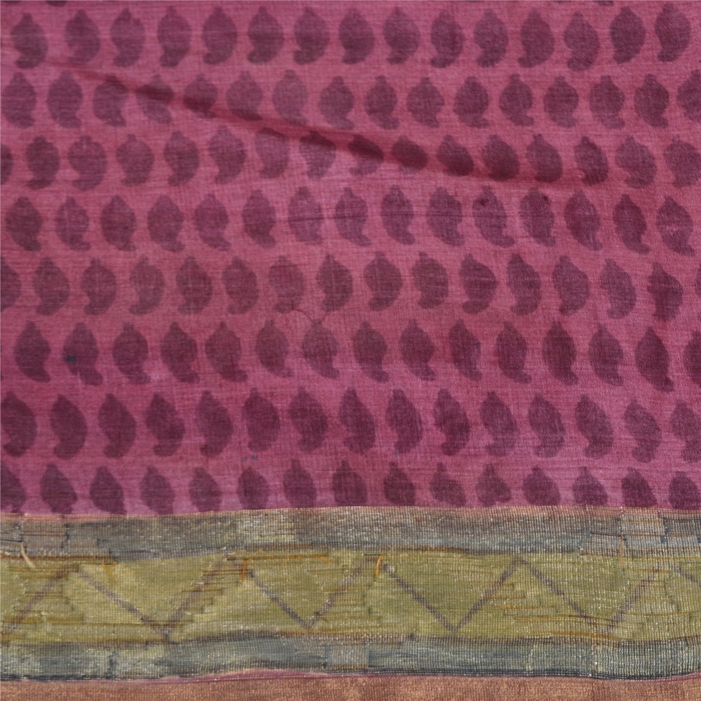 Sanskriti Vintage Purple Indian Sarees 100% Pure Silk Woven Sari 5 YD Sustainable Fabric