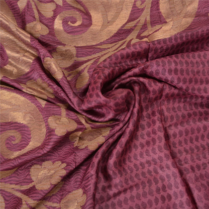 Sanskriti Vintage Purple Indian Sarees 100% Pure Silk Woven Sari 5 YD Sustainable Fabric
