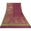 Sanskriti Vintage Purple Indian Sarees 100% Pure Silk Woven Sari 5 YD Sustainable Fabric