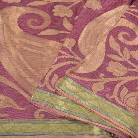 Санскритские винтажные фиолетовые индийские сари 100% чистый шелк тканое сари 5 ярдов устойчивая ткань