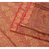 Sanskriti Vintage Dark Red Indian Sarees 100% Pure Silk Woven Sari 5 YD Sustainable Fabric