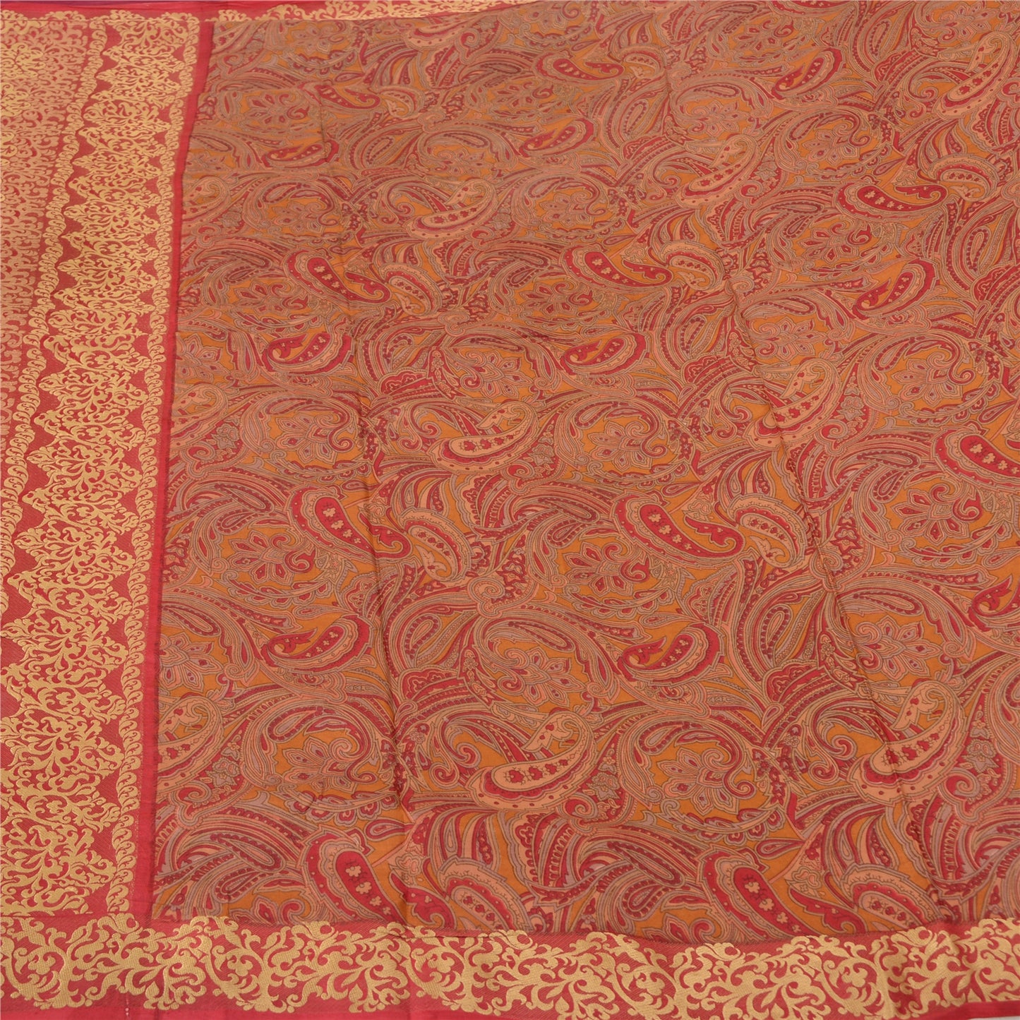 Sanskriti Vintage Dark Red Indian Sarees 100% Pure Silk Woven Sari 5 YD Sustainable Fabric