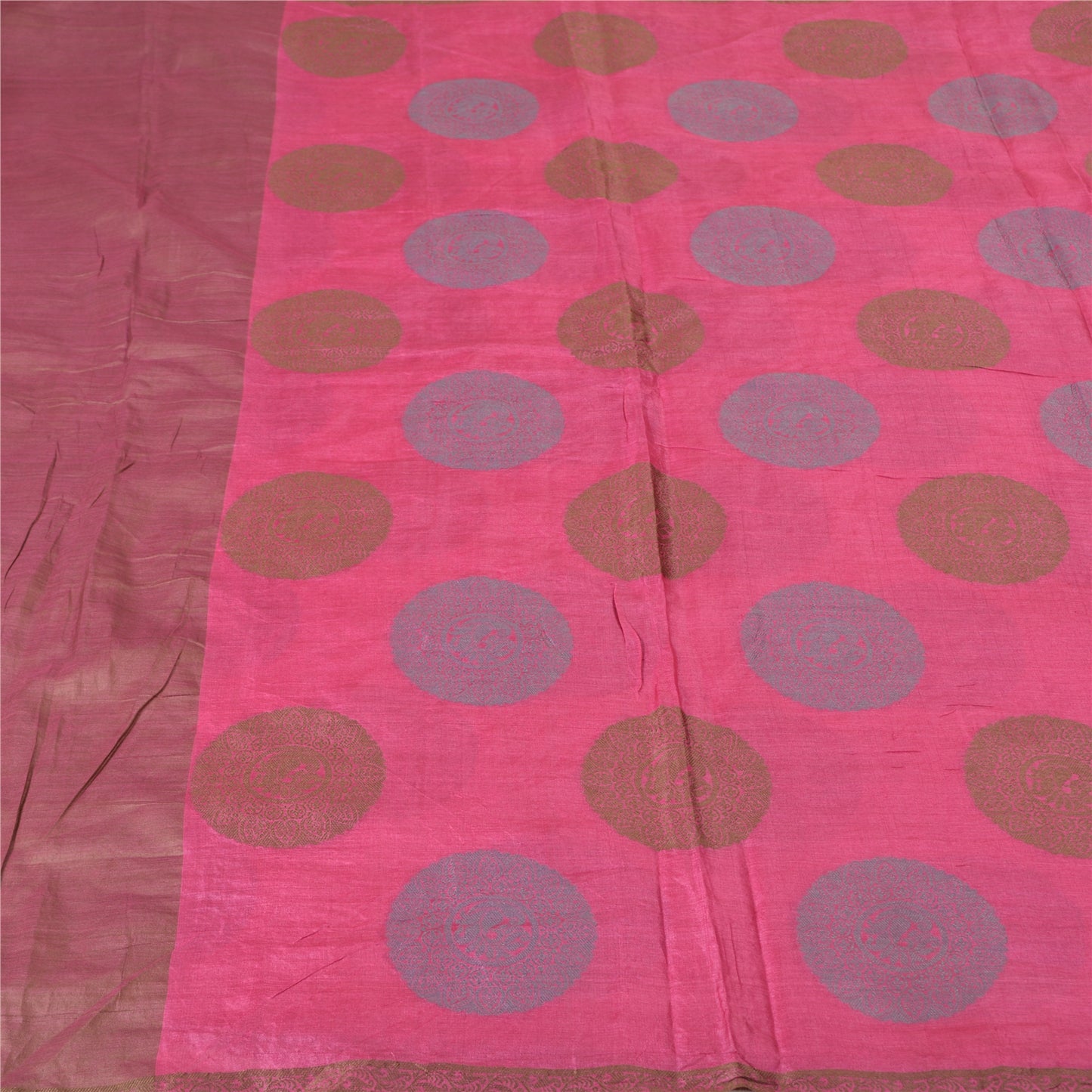 Sanskriti Vintage Pink Indian Sarees 100% Pure Silk Woven Sari Craft Sustainable Fabric