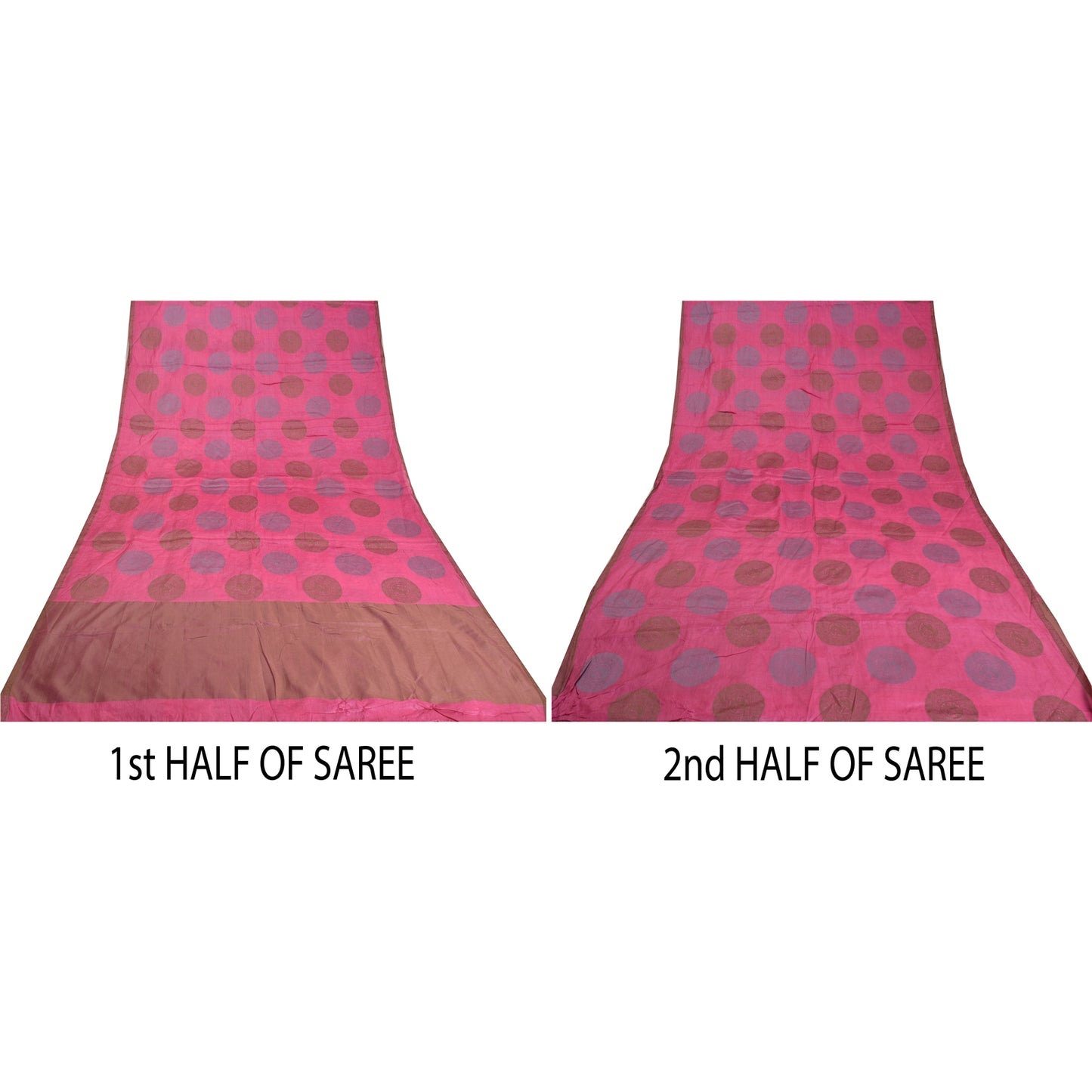 Sanskriti Vintage Pink Indian Sarees 100% Pure Silk Woven Sari Craft Sustainable Fabric