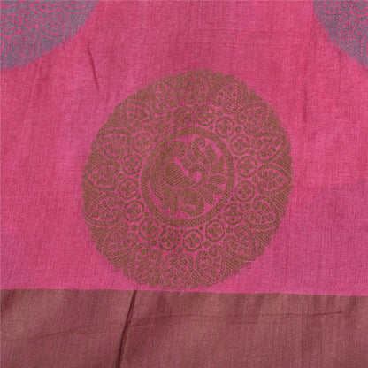 Sanskriti Vintage Pink Indian Sarees 100% Pure Silk Woven Sari Craft Sustainable Fabric