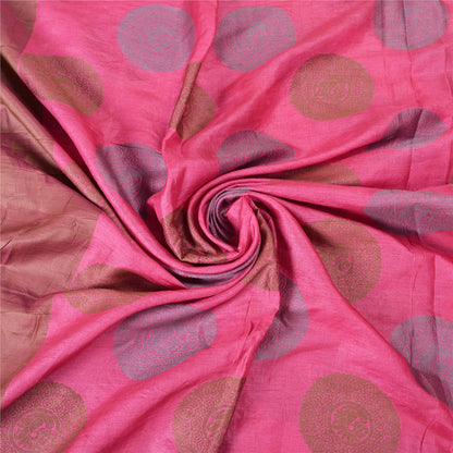 Sanskriti Vintage Pink Indian Sarees 100% Pure Silk Woven Sari Craft Sustainable Fabric