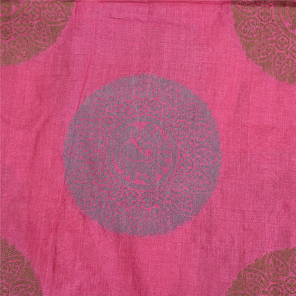 Sanskriti Vintage Pink Indian Sarees 100% Pure Silk Woven Sari Craft Sustainable Fabric