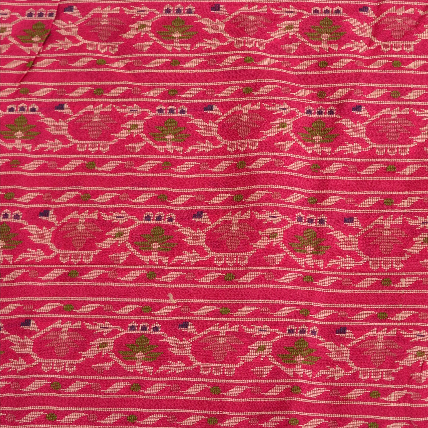 Sanskriti Vintage Cream/Pink Sarees 100% Pure Silk Woven Premium Sari Sustainable Fabric