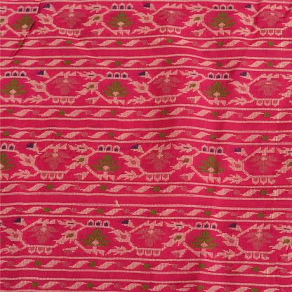 Sanskriti Vintage Cream/Pink Sarees 100% Pure Silk Woven Premium Sari Sustainable Fabric