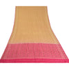 Sanskriti Vintage Cream/Pink Sarees 100% Pure Silk Woven Premium Sari Sustainable Fabric