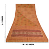 Sanskriti Vintage Peach Sarees 100% Pure Silk Hand-Block Print Sari Craft Sustainable Fabric
