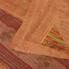 Sanskriti Vintage Peach Sarees 100% Pure Silk Hand-Block Print Sari Craft Sustainable Fabric