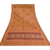 Sanskriti Vintage Peach Sarees 100% Pure Silk Hand-Block Print Sari Craft Sustainable Fabric