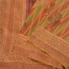Sanskriti Vintage Peach Sarees 100% Pure Silk Hand-Block Print Sari Craft Sustainable Fabric