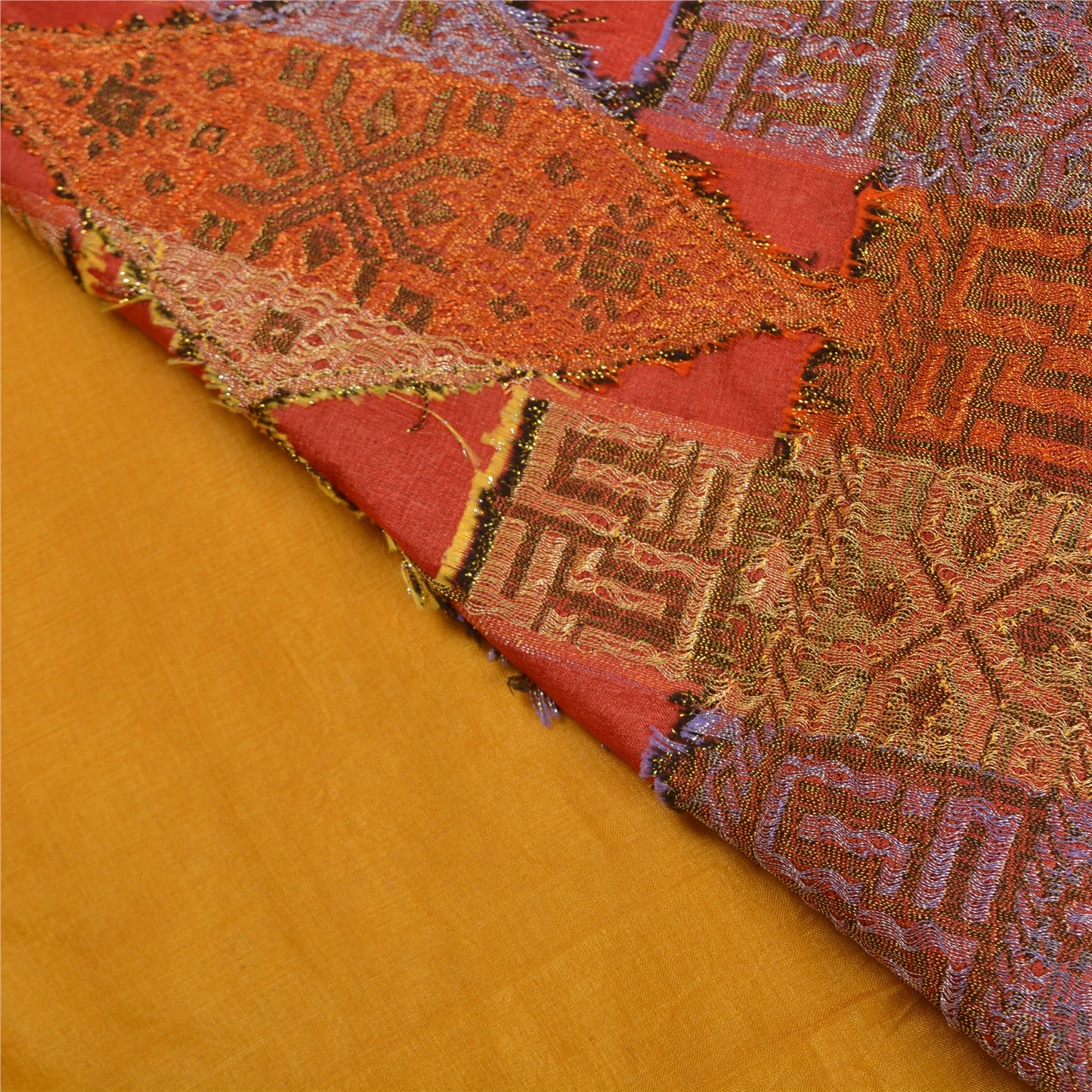 Sanskriti Vintage Saffron/Red Sarees 100% Pure Silk Woven Premium Sari Sustainable Fabric