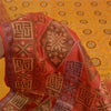 Sanskriti Vintage Saffron/Red Sarees 100% Pure Silk Woven Premium Sari Sustainable Fabric