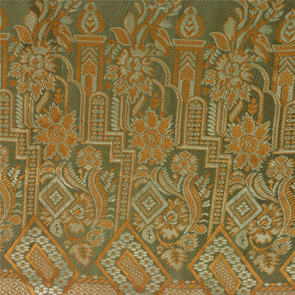 Санскритские винтажные зеленые индийские сари 100% чистый шелк тканое сари ремесло устойчивая ткань