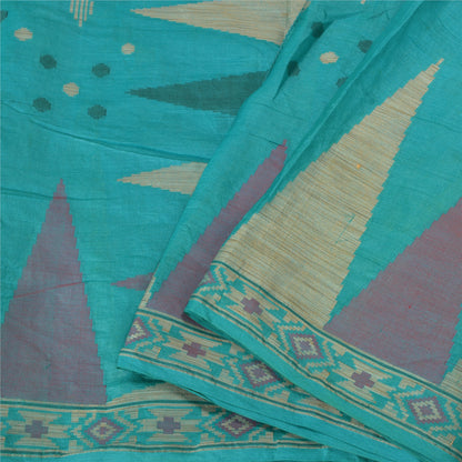 Санскритские винтажные синие индийские сари 100% чистый шелк тканое сари 5 ярдов устойчивая ткань