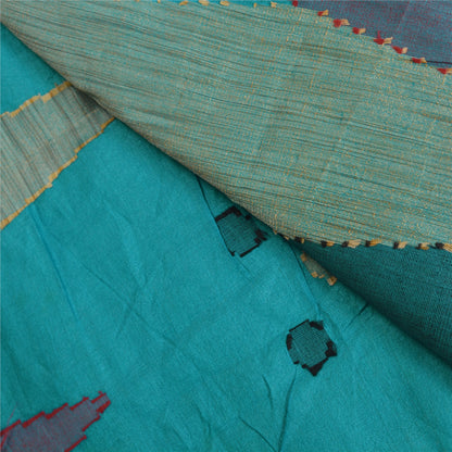 Санскритские винтажные синие индийские сари 100% чистый шелк тканое сари 5 ярдов устойчивая ткань