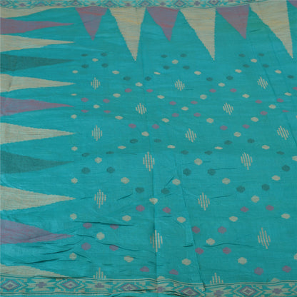 Санскритские винтажные синие индийские сари 100% чистый шелк тканое сари 5 ярдов устойчивая ткань