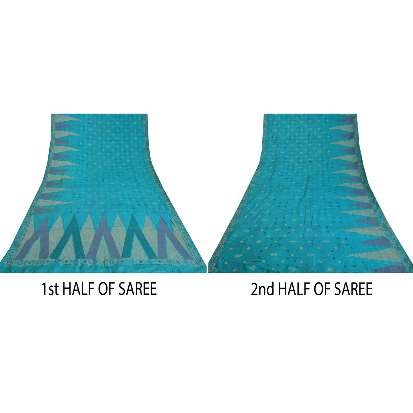 Санскритские винтажные синие индийские сари 100% чистый шелк тканое сари 5 ярдов устойчивая ткань