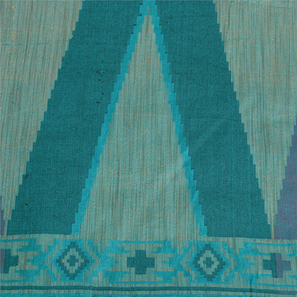 Санскритские винтажные синие индийские сари 100% чистый шелк тканое сари 5 ярдов устойчивая ткань