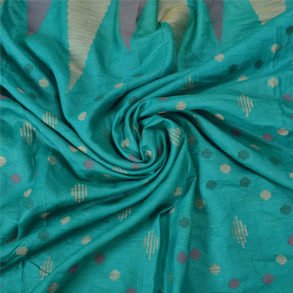 Санскритские винтажные синие индийские сари 100% чистый шелк тканое сари 5 ярдов устойчивая ткань