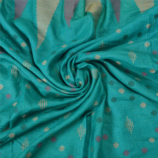 Sanskriti Vintage Blå Indiske Sarier 100% Ren Silke Vævet Sari 5 Yard Bæredygtigt Stof