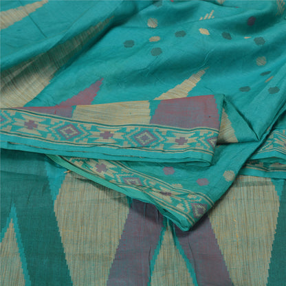 Санскритские винтажные синие индийские сари 100% чистый шелк тканое сари 5 ярдов устойчивая ткань